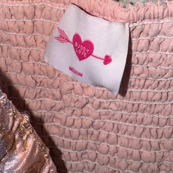 Buddy Love Pink and Gold Textured Dress - Picture 2 of 6